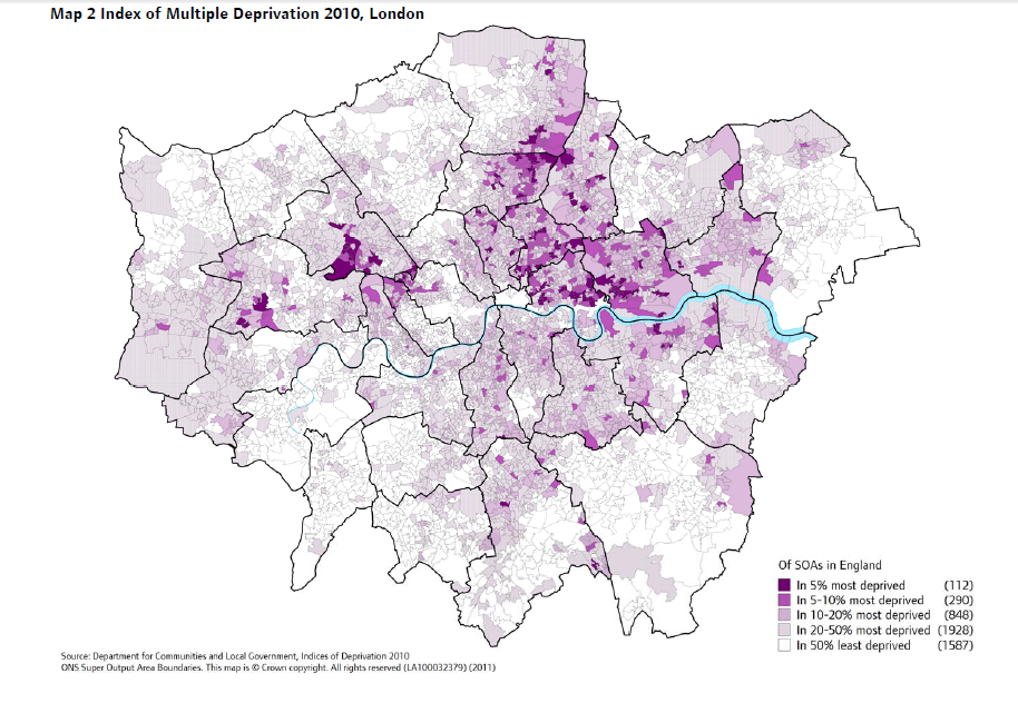 London Deprivation Map, 2010. Source: DCLG